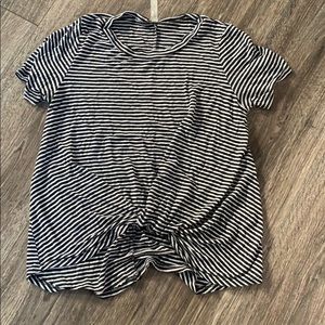 Striped tie front tee